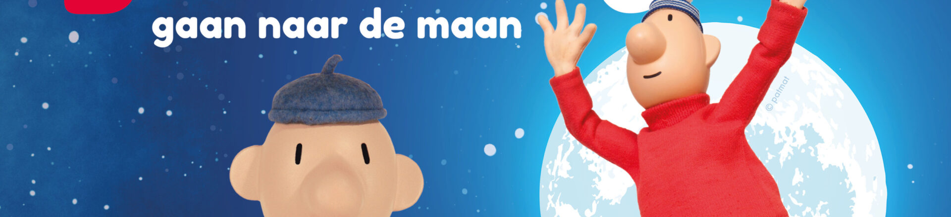 De poppen van Buurman en Buurman en de een springt voor de maan.